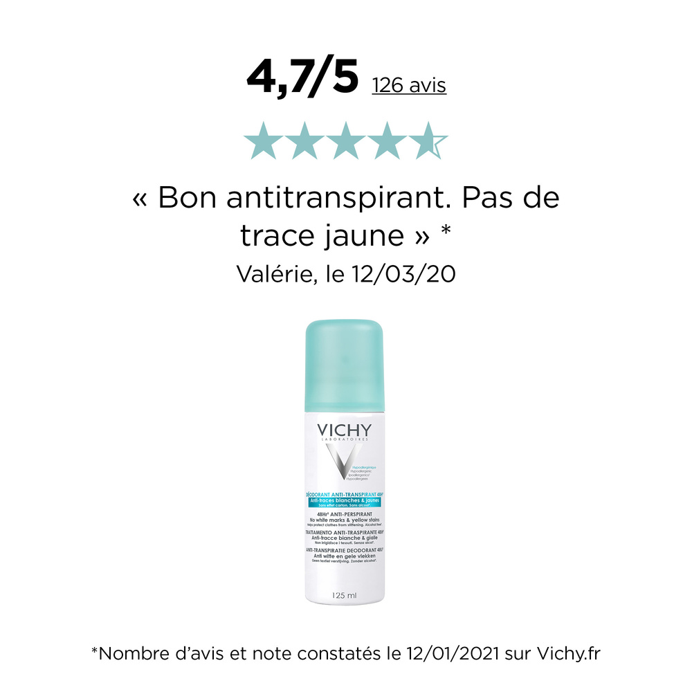 Vichy Lot*2 anti transpirant aerosol anti-trace Déodorant