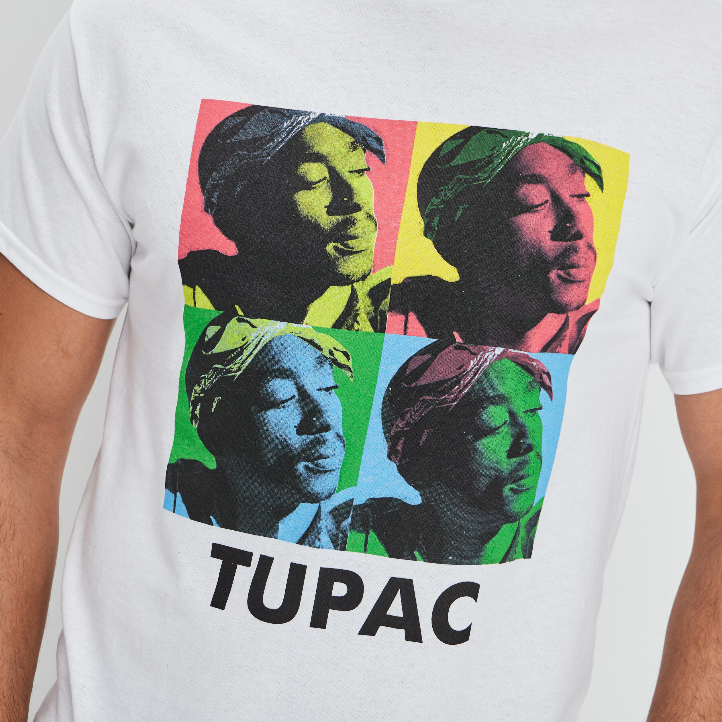 T-shirt manches courtes Tupac blanc homme | La Halle