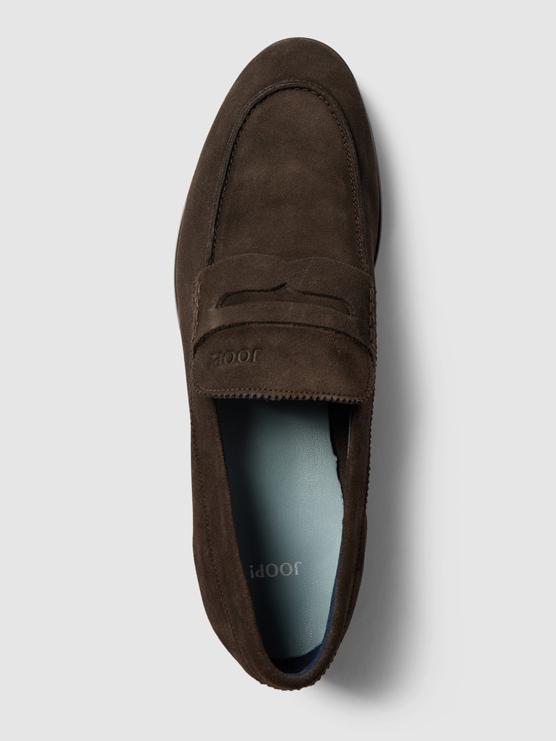 Penny-Loafer mit Label-Details in dunkelbraun