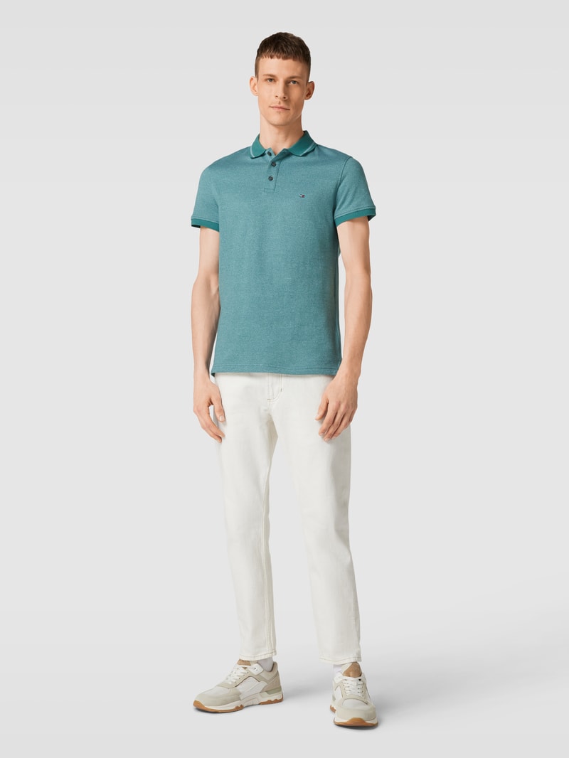 Poloshirt mit Logo-Stitching Modell 'PRETWIST' in petrol