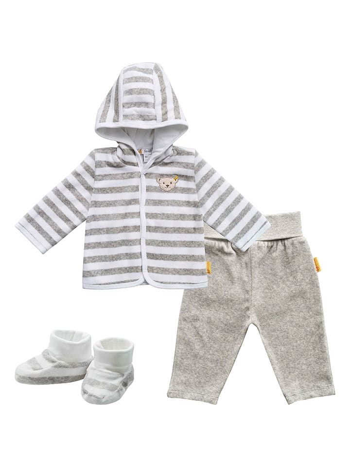 Steiff 3tlg. Outfit in Grau/ Weiß günstig kaufen