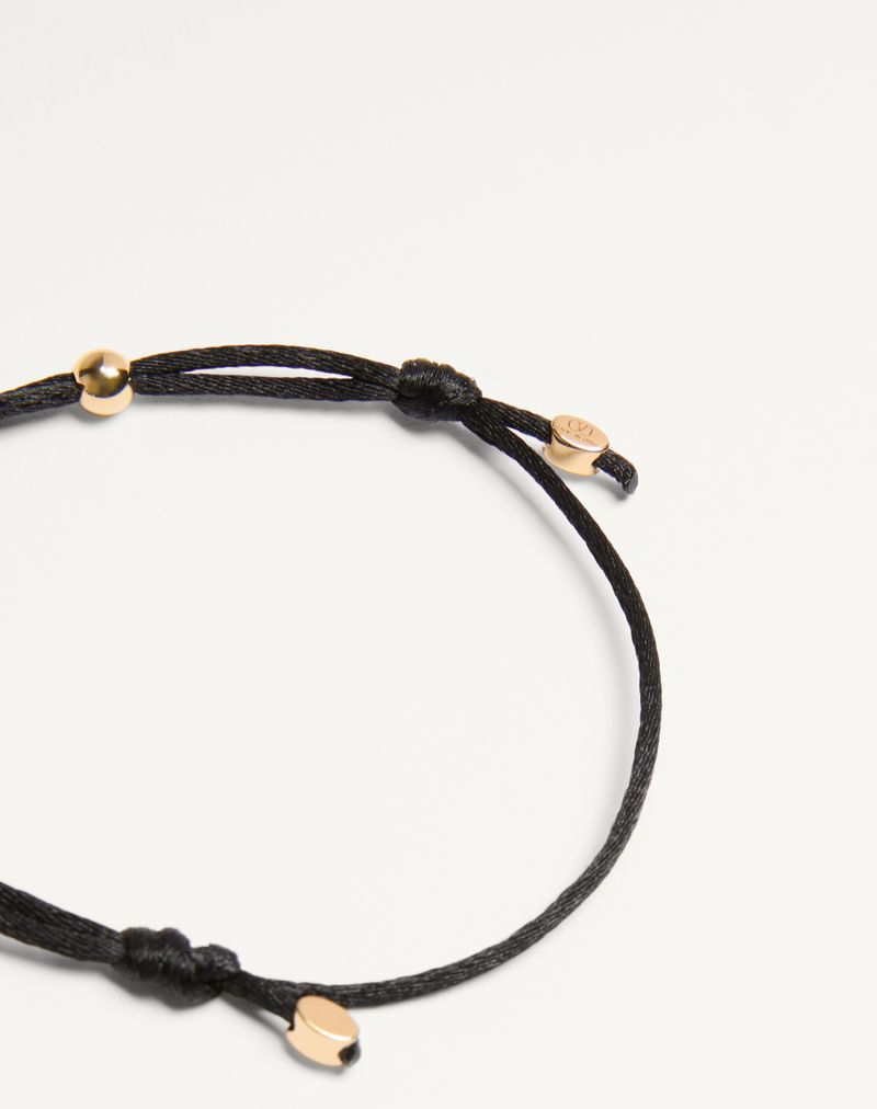 Pulseira Valentino com o logotipo V em algodão e cristais Swarovski®