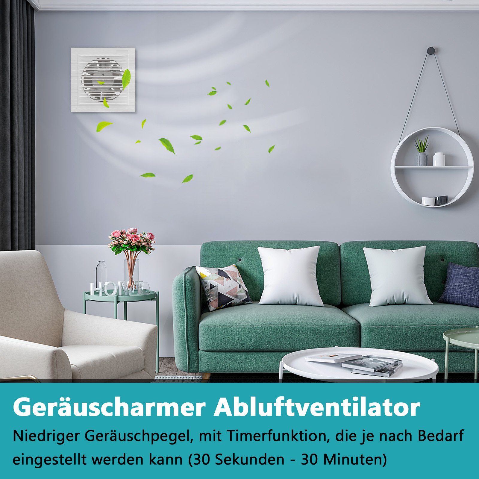 Lospitch Wandventilator Badlüfter Mit Rückflussleitblech Ventilator Wandlüfter 100/150mm