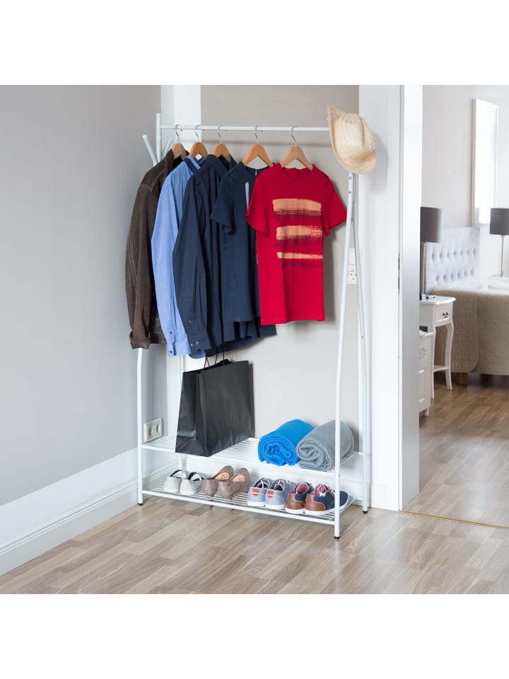relaxdays Kleiderständer in Weiß-Grau - (B)90 x (H)162 x (T)40 cm günstig kaufen onesize