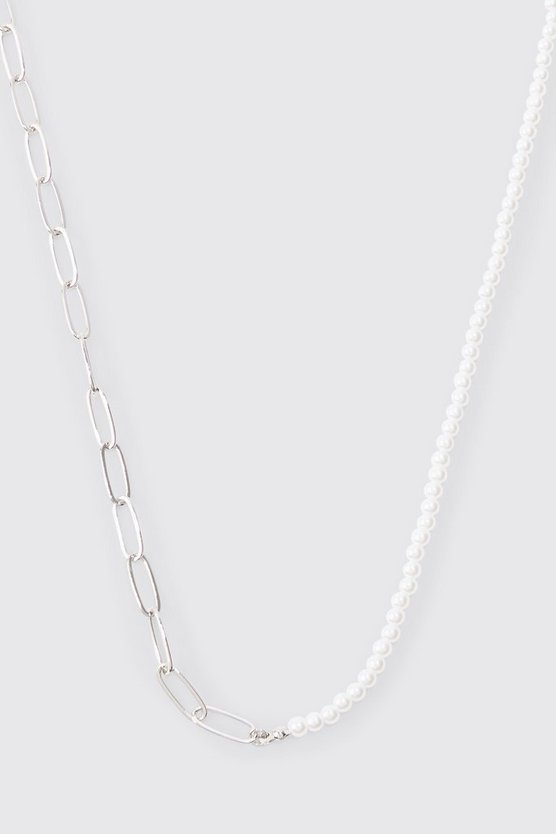 Silberne Halskette mit Perlen und Kette