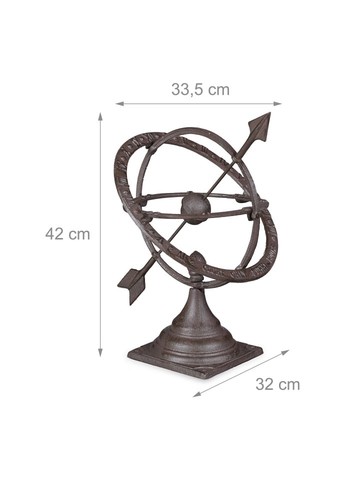 relaxdays Sonnenuhr in Braun - Ø 42 cm günstig kaufen onesize