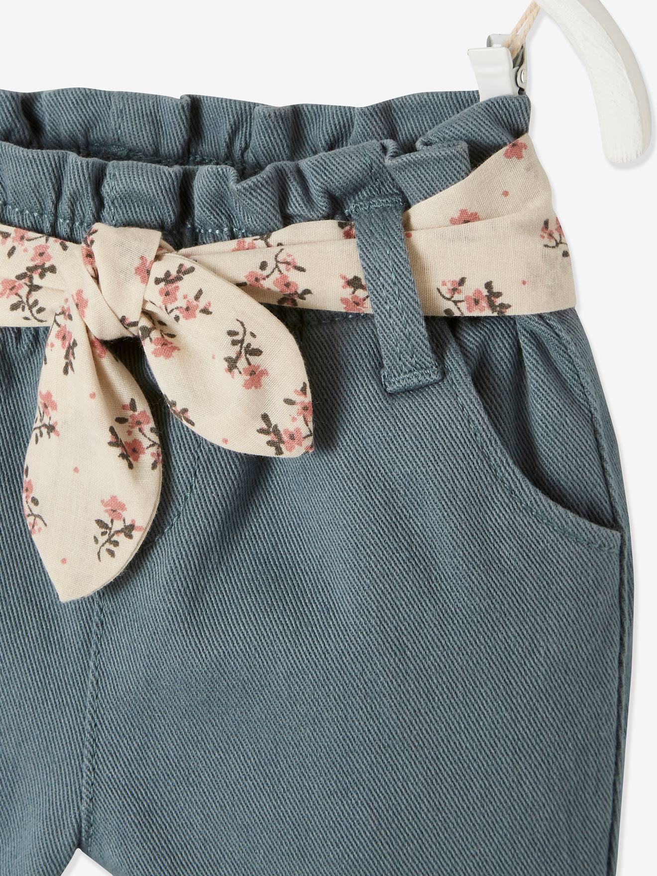 Vertbaudet Baby Hose mit Stoffgürtel - braun