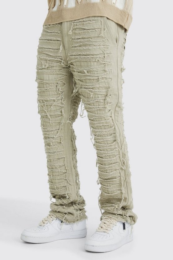 Slim-Fit Schlaghose mit Rissen