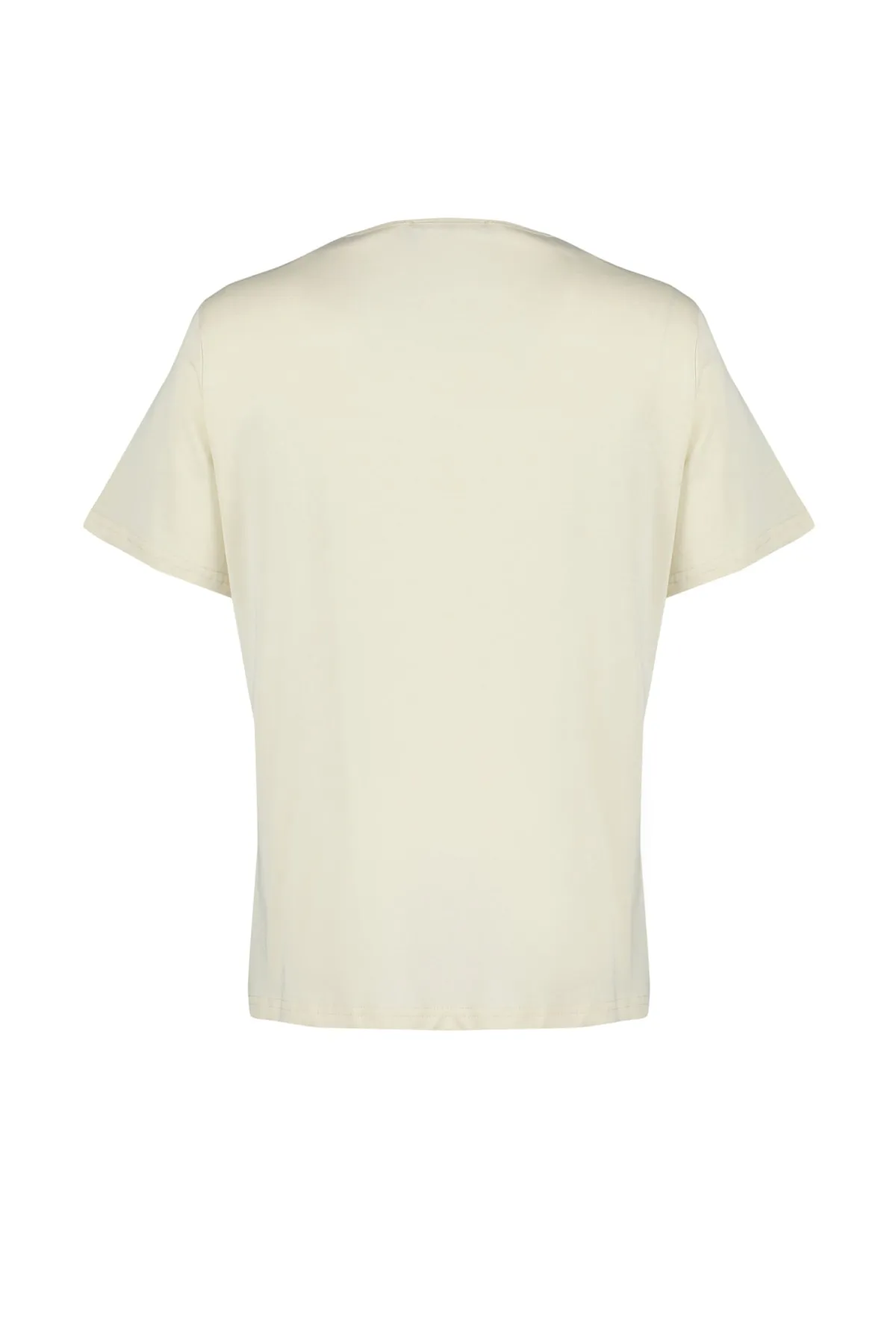 Trendyol Curve  Beige bedrucktes Strick-T-Shirt TBBSS22TS2287