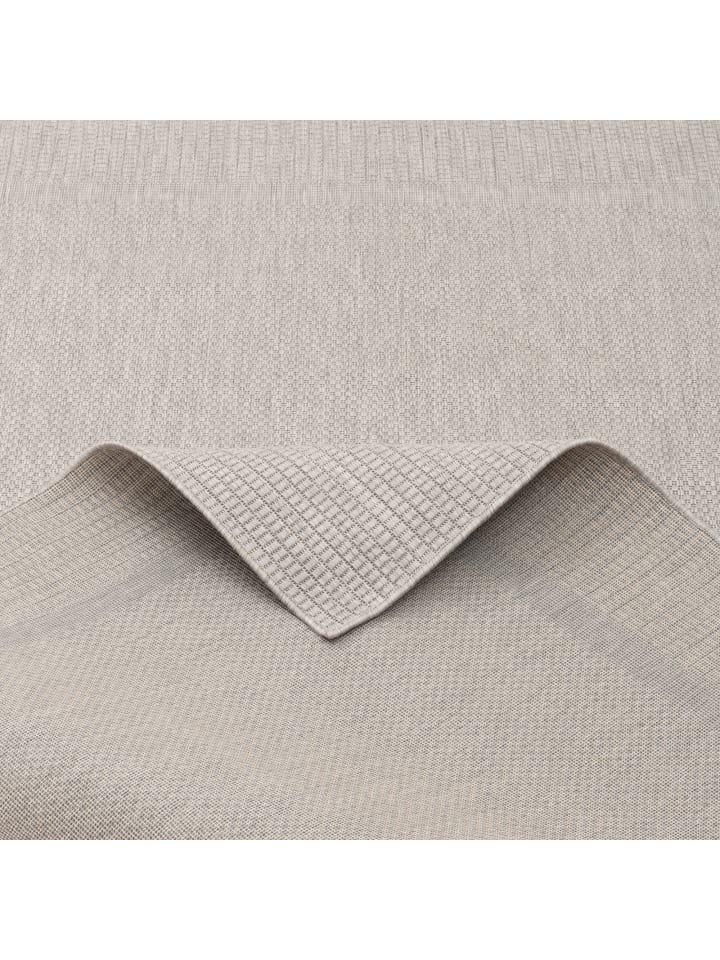 Pergamon In & Outdoor Teppich Natur Valencia Bordüre in Silber günstig kaufen 80 x 150cm