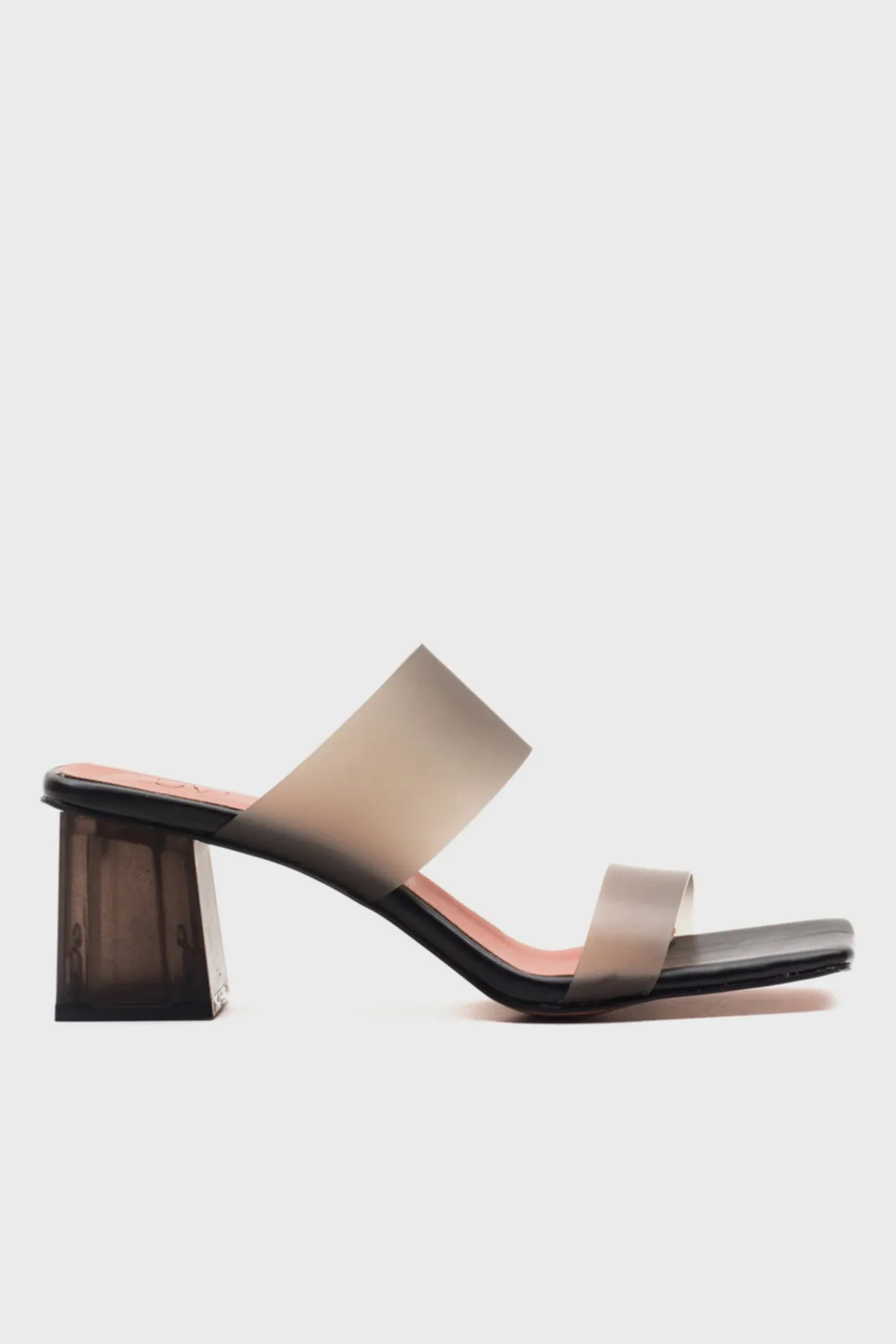 LuviShoes  Transparente Damen-Hausschuhe mit schwarzem Hautabsatz