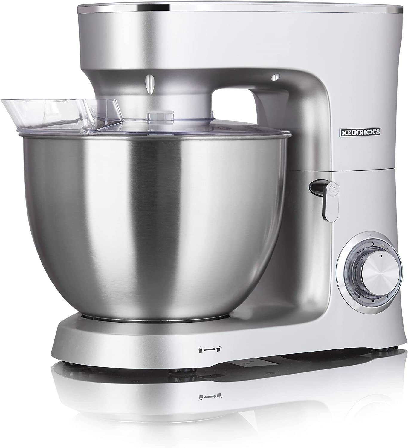Heinrich´s Multifunktions-Küchenmaschine HKM 8078, 1500 W, 8,00 l Schüssel, Teigmaschine Knetmaschine Rühren/Kneten 3 Aufsätze Pulse Funktion
