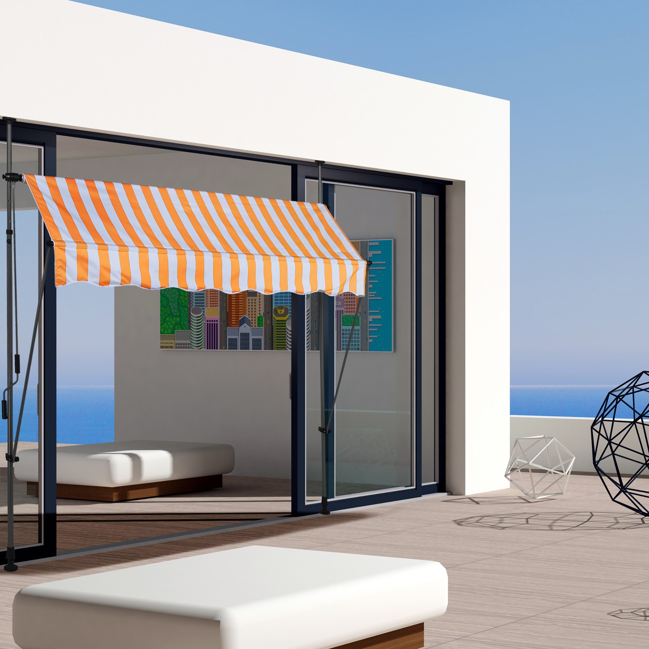 relaxdays Klemmmarkise Klemmmarkise für Balkon 150 x 120 cm