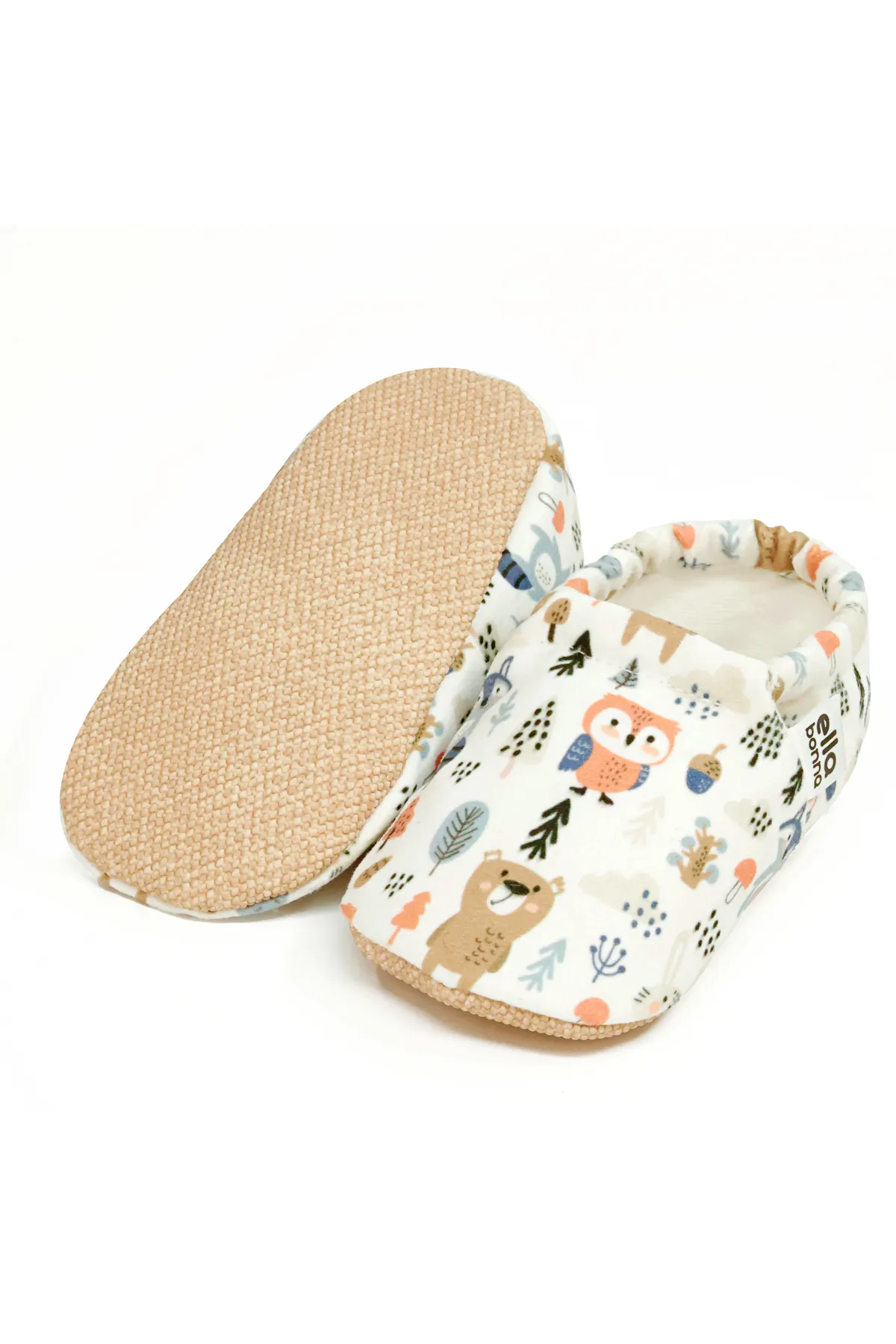 Ella Bonna  Rutschfeste Sohle, Waldtiere, Babyschuhe, Heimstiefel, Hausschuhe, Kinderzimmerschuhe, Hausschuhe