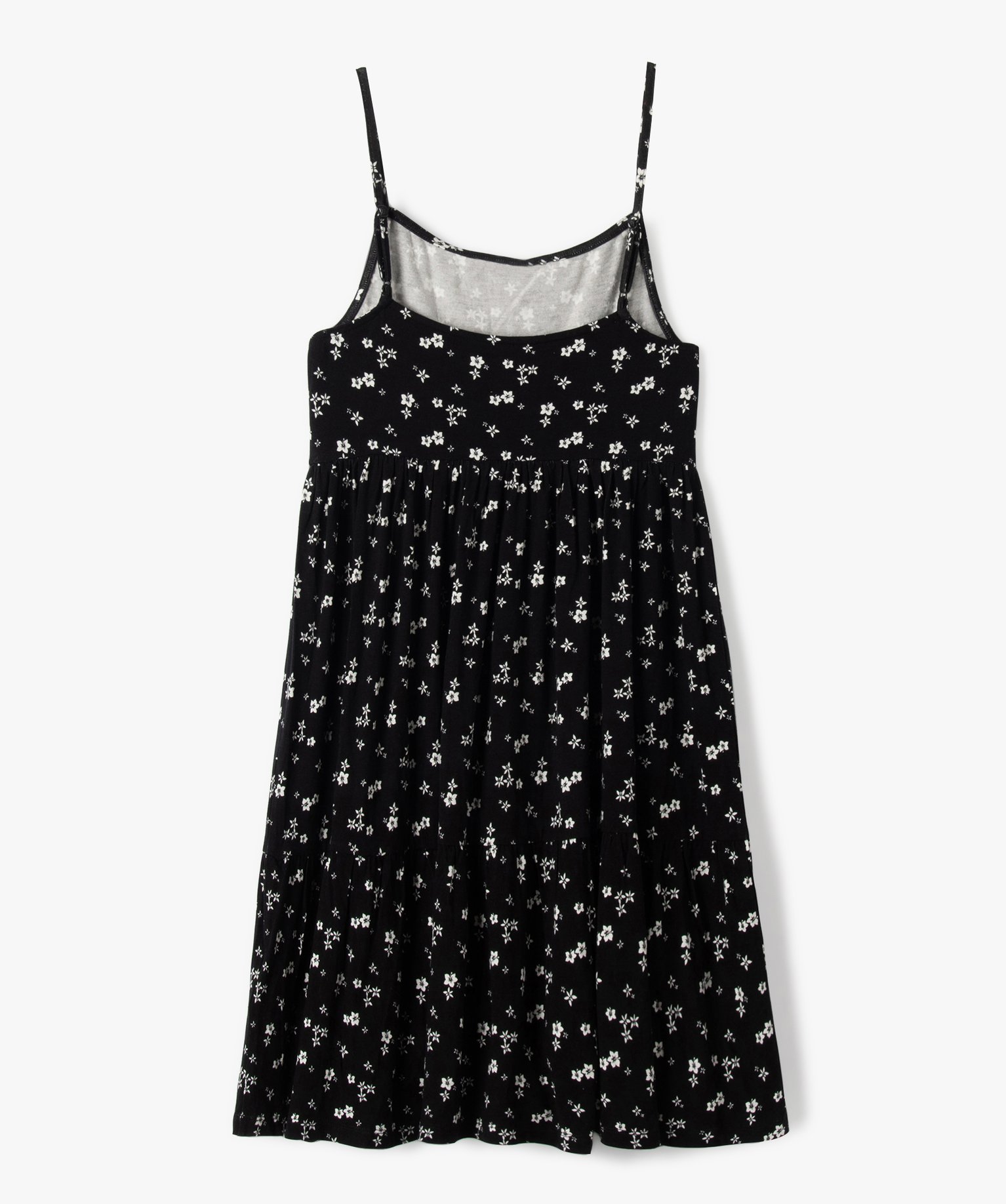 Robe fille imprimée à fines bretelles noir | GEMO
