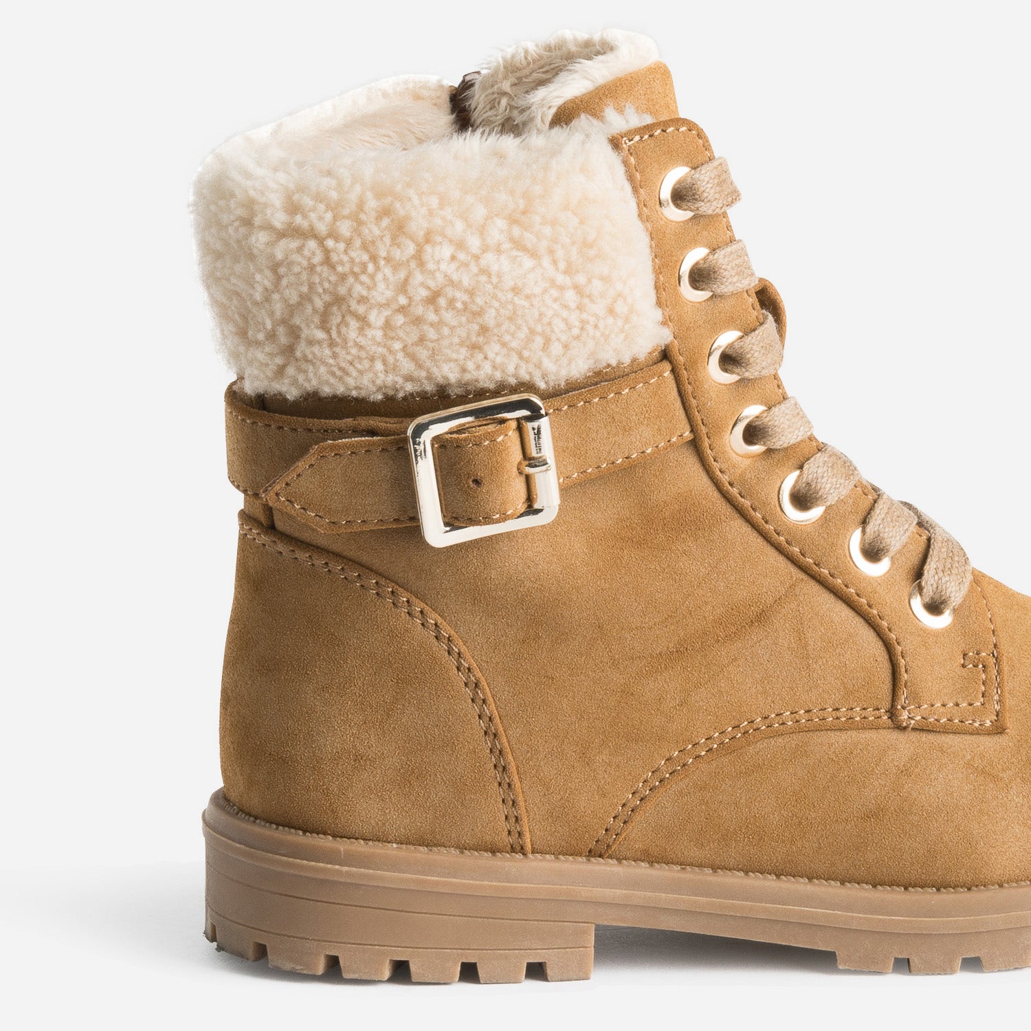 Boots à lacet camel suédé fourré