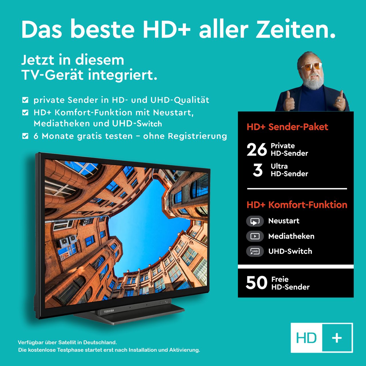 Toshiba 24WK3C63DAW 24 Zoll Fernseher / Smart TV (HD ready, HDR, Alexa Built-In) - Inkl. 6 Monate HD