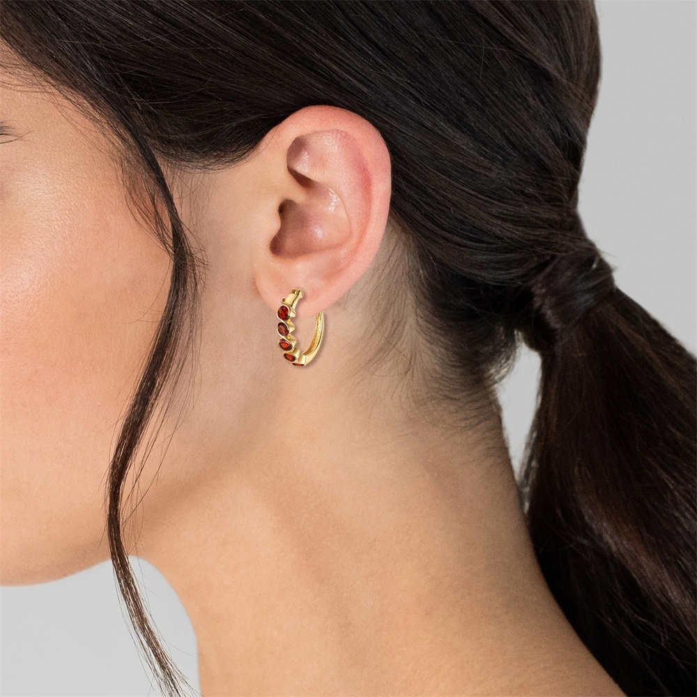 Rafaela Donata Boucles doreilles Argent sterling Grenat en Or jaune Bijoux