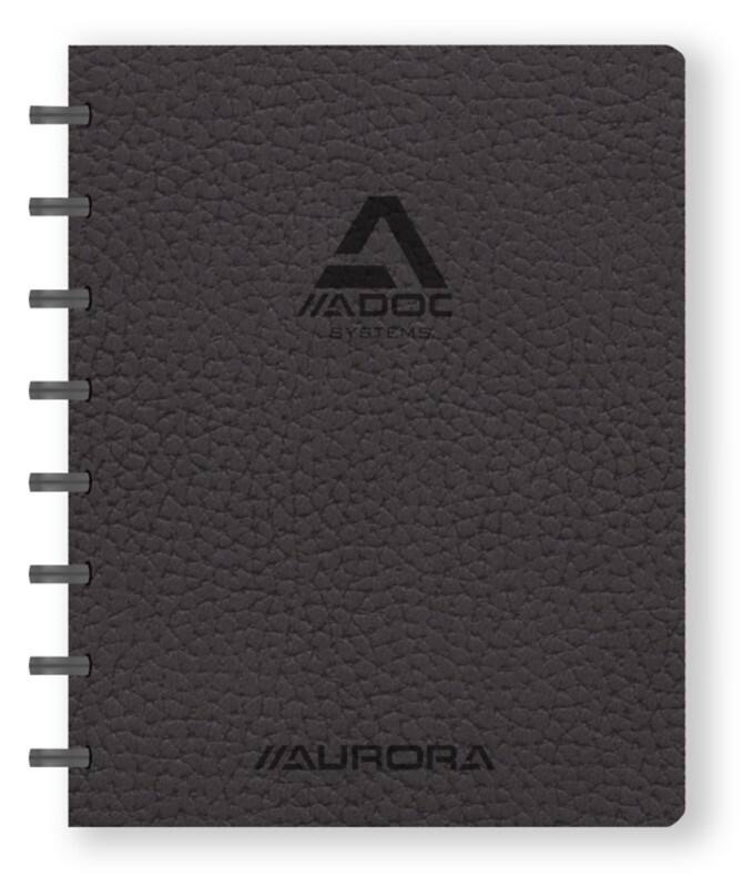 Adoc ADOC Business Notizbuch DIN A5 Kariert Kunststoff Seitlich gebunden Kunstleder Softcover Schwarz Nicht perforiert 144 Seiten