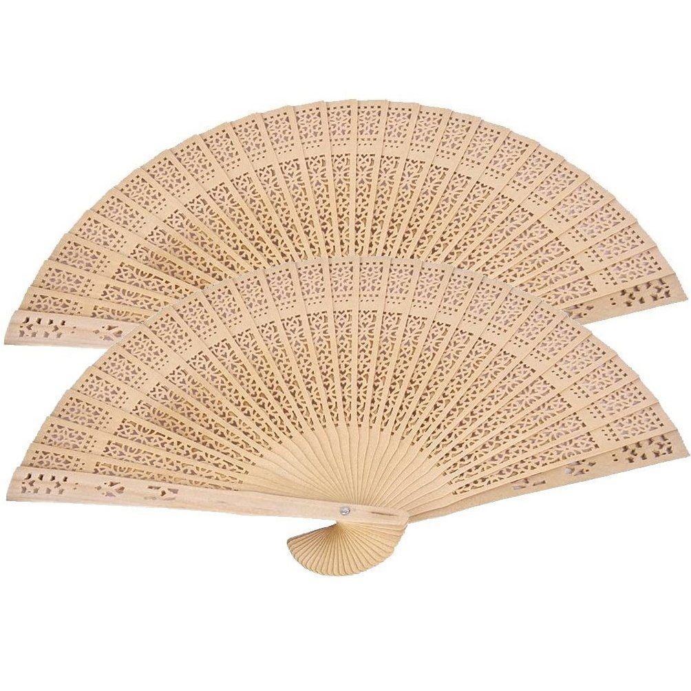 MAVURA Handfächer MAVURALiving Hand Fächer Set aus feinstem Sandelholz Hochzeit Fasching Holz Taschenfächer Tanzfächer Windfächer Klappfächer Holzfächer [2er Set]