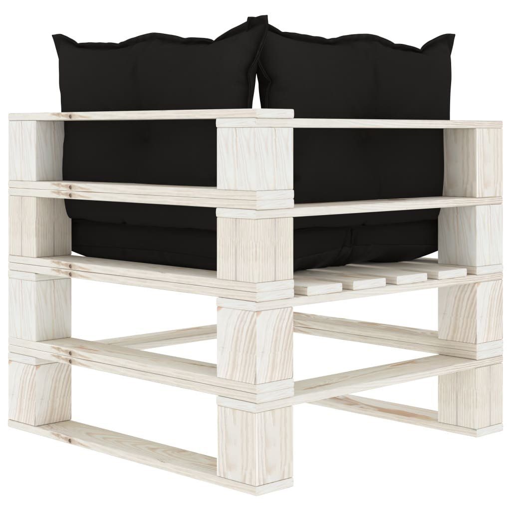 vidaXL Loungesofa Garten-Paletten-Ecksofa mit Kissen in Schwarz Holz, 1 Teile