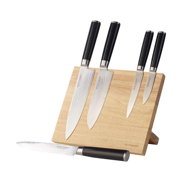 Damastmesser-Set, 5-tlg., inkl. Magnet-Messerblock