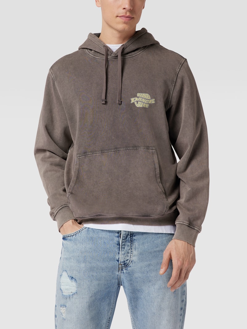 Hoodie mit Statement-Print in dunkelgrau