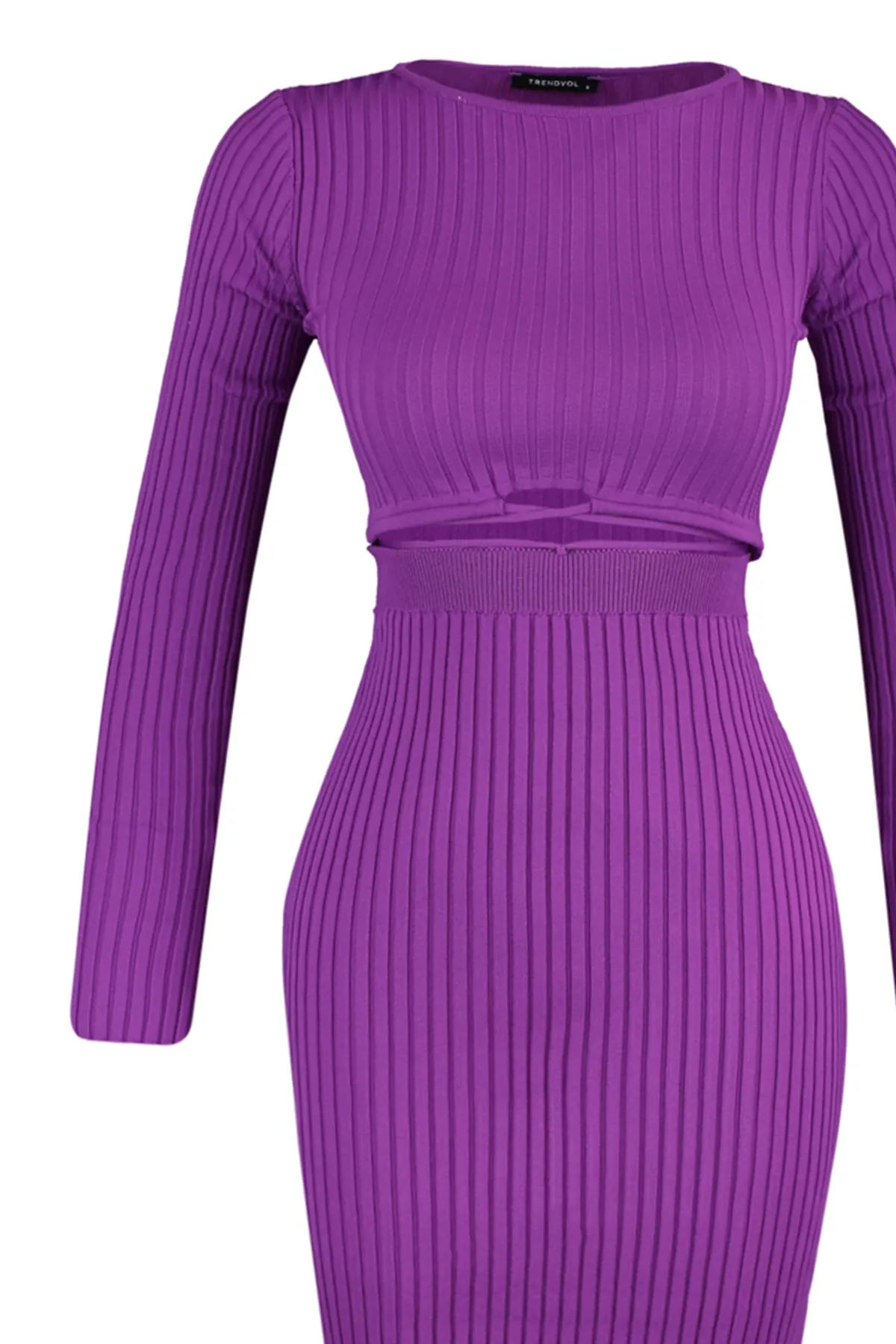 Trendyol Collection  Lila Strickoberteil und -unterteil-Set mit Krawattendetail TWOAW22EL0543