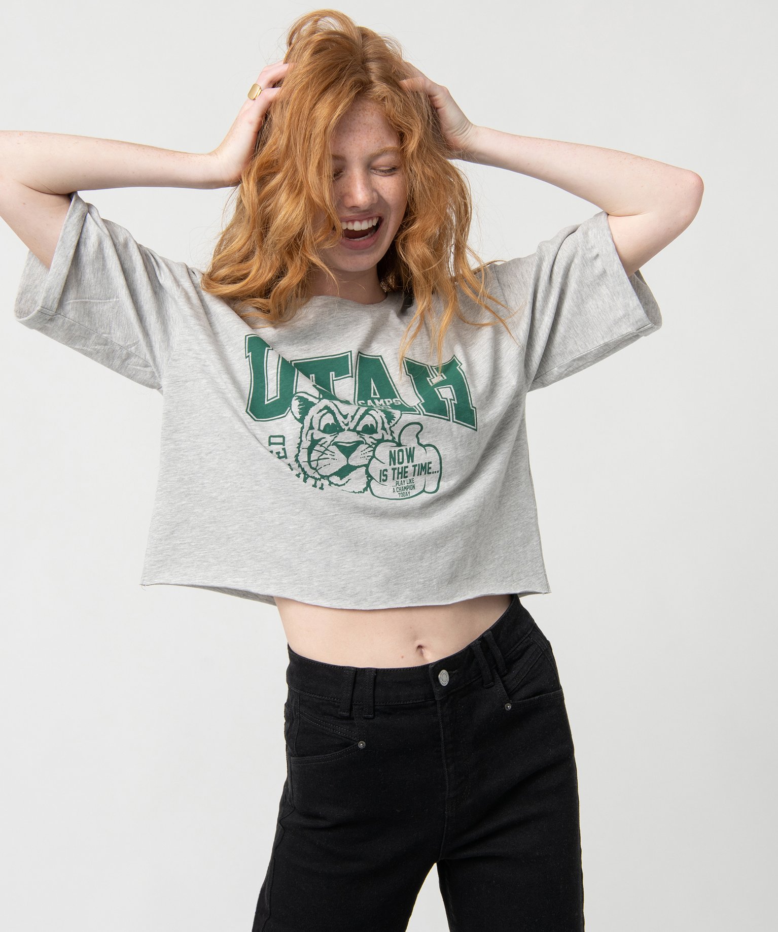 Tee-shirt femme court avec manches oversize - Camps United gris clair | GEMO