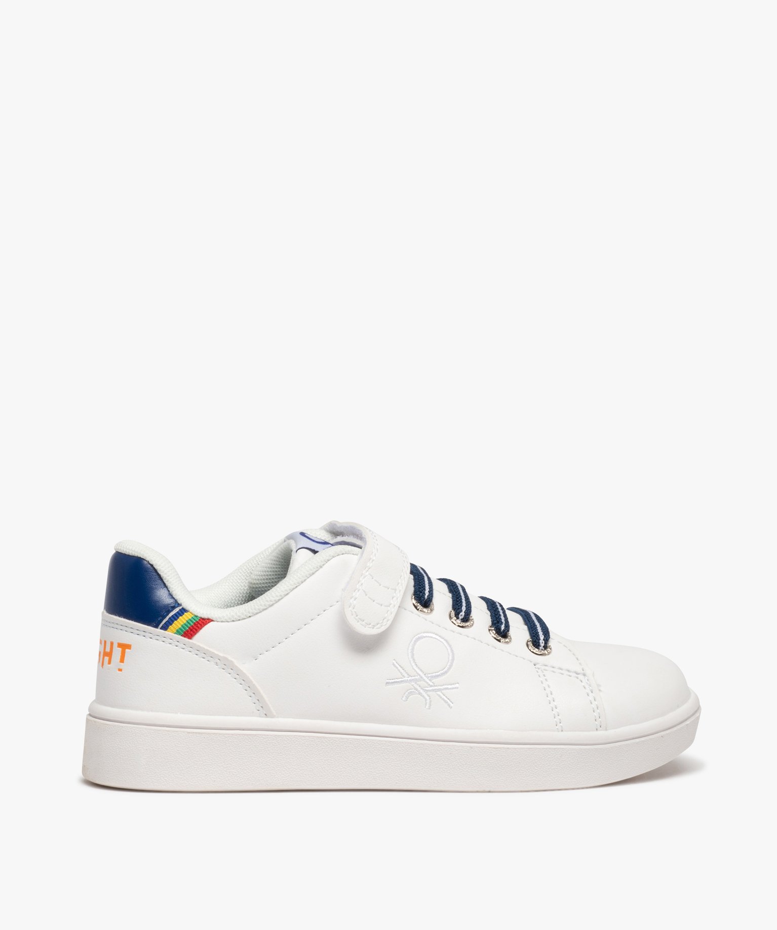 Baskets Garçon à lacets élastiques et scratch - Benetton blanc | GEMO