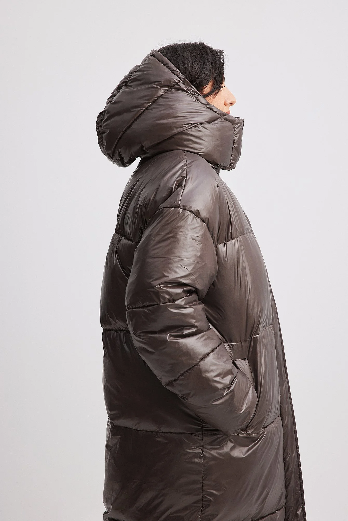 Lange oversized wattierte Jacke