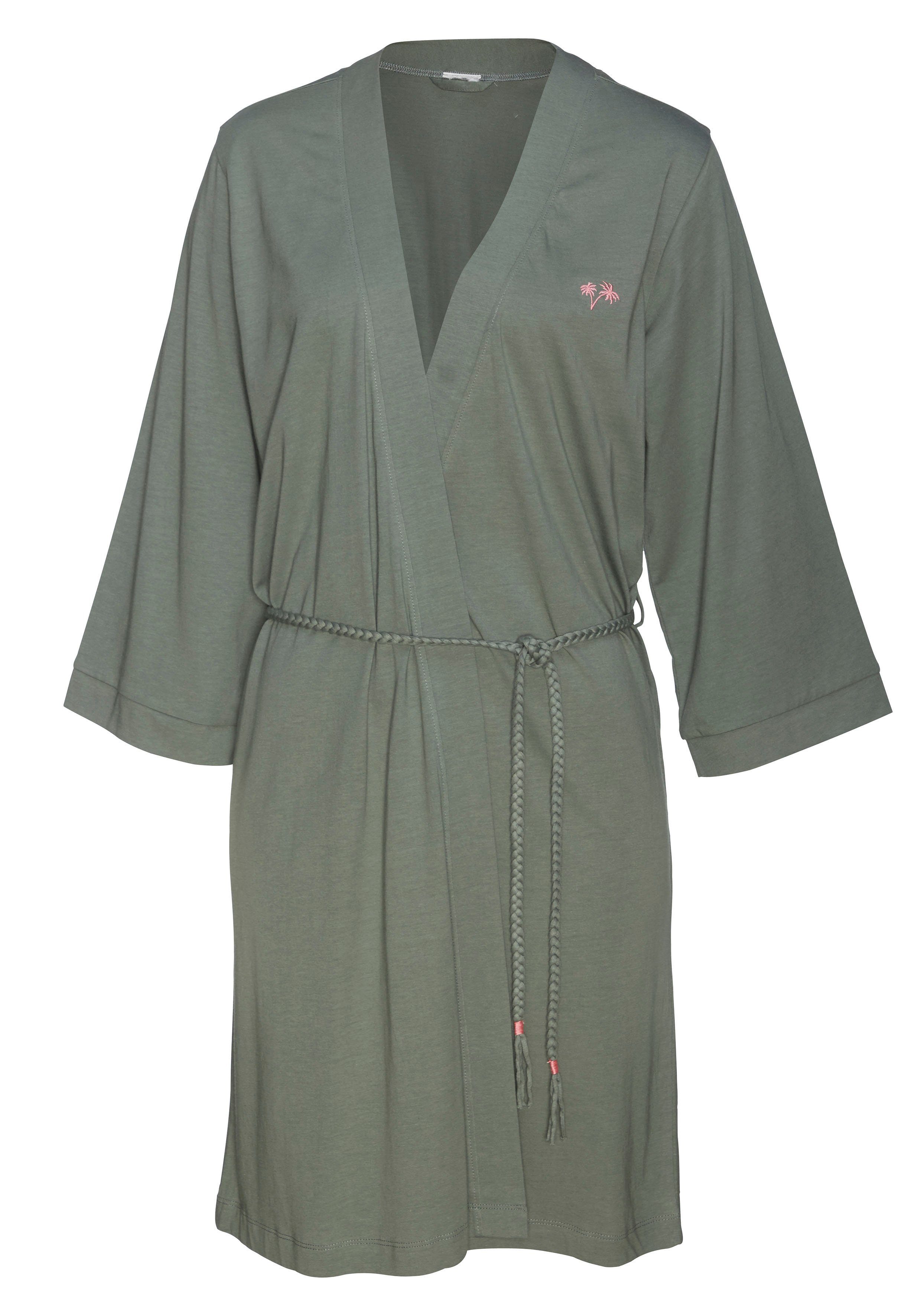 Vivance Dreams Kimono, Kurzform, Baumwoll-Mix, Kimono-Kragen, Gürtel, uni oder mit floralem Druck