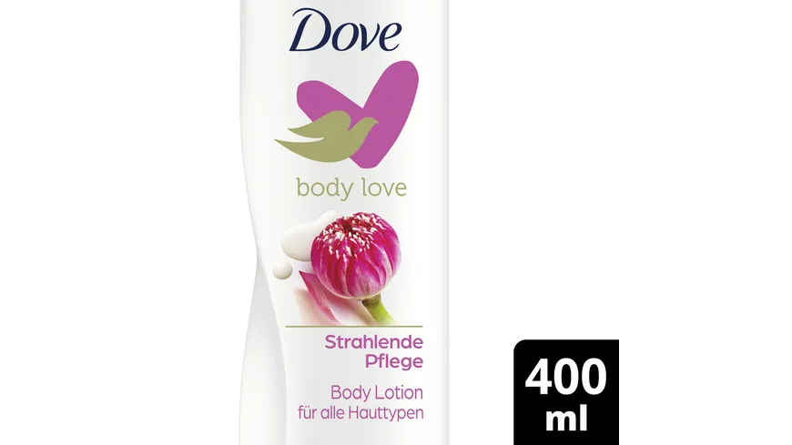 Dove Body Love Strahlende Pflege Body Lotion mit Reismilch- & Lotusblütenduft 400 ml