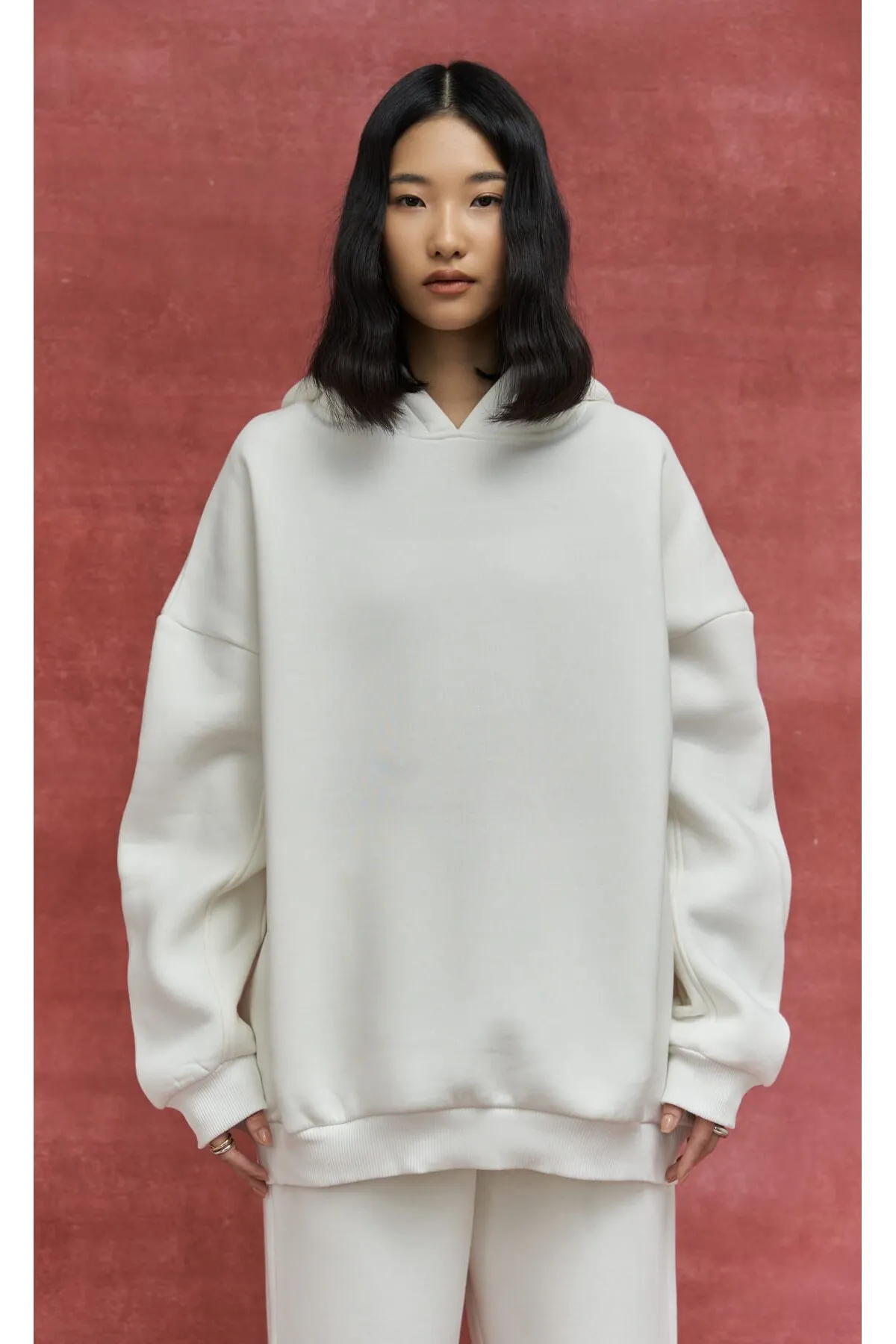 MAİ COLLECTİON  Morgan Ecru Oversize-Trainingsanzug-Set