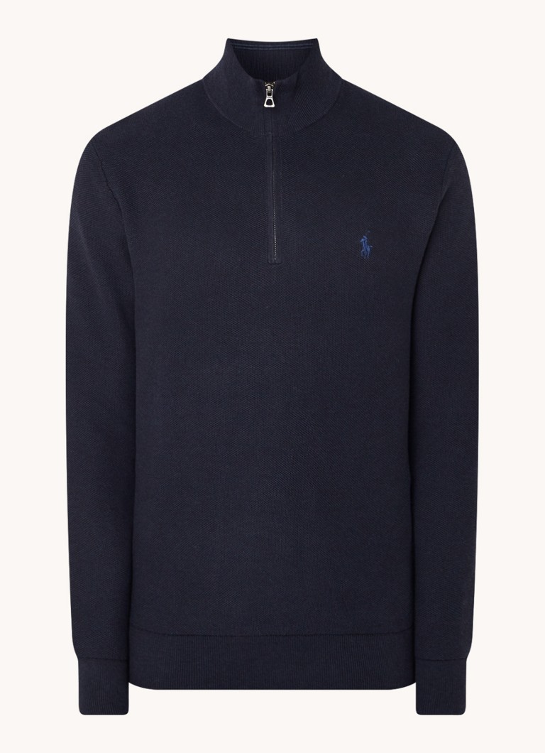 Ralph Lauren Fine-knit pullover with half zip and logo embroidery
