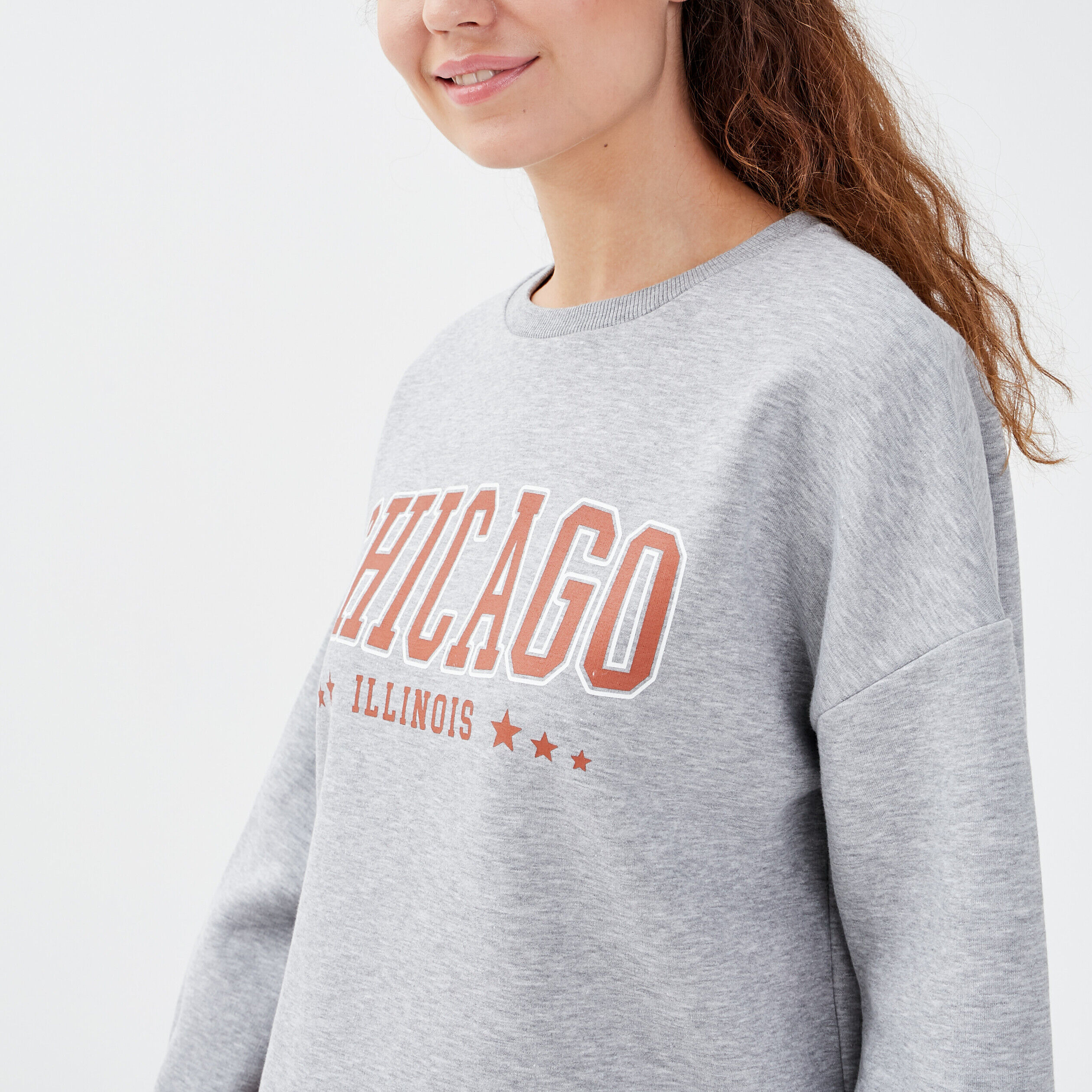 Sweat manches longues gris clair femme | Cache Cache