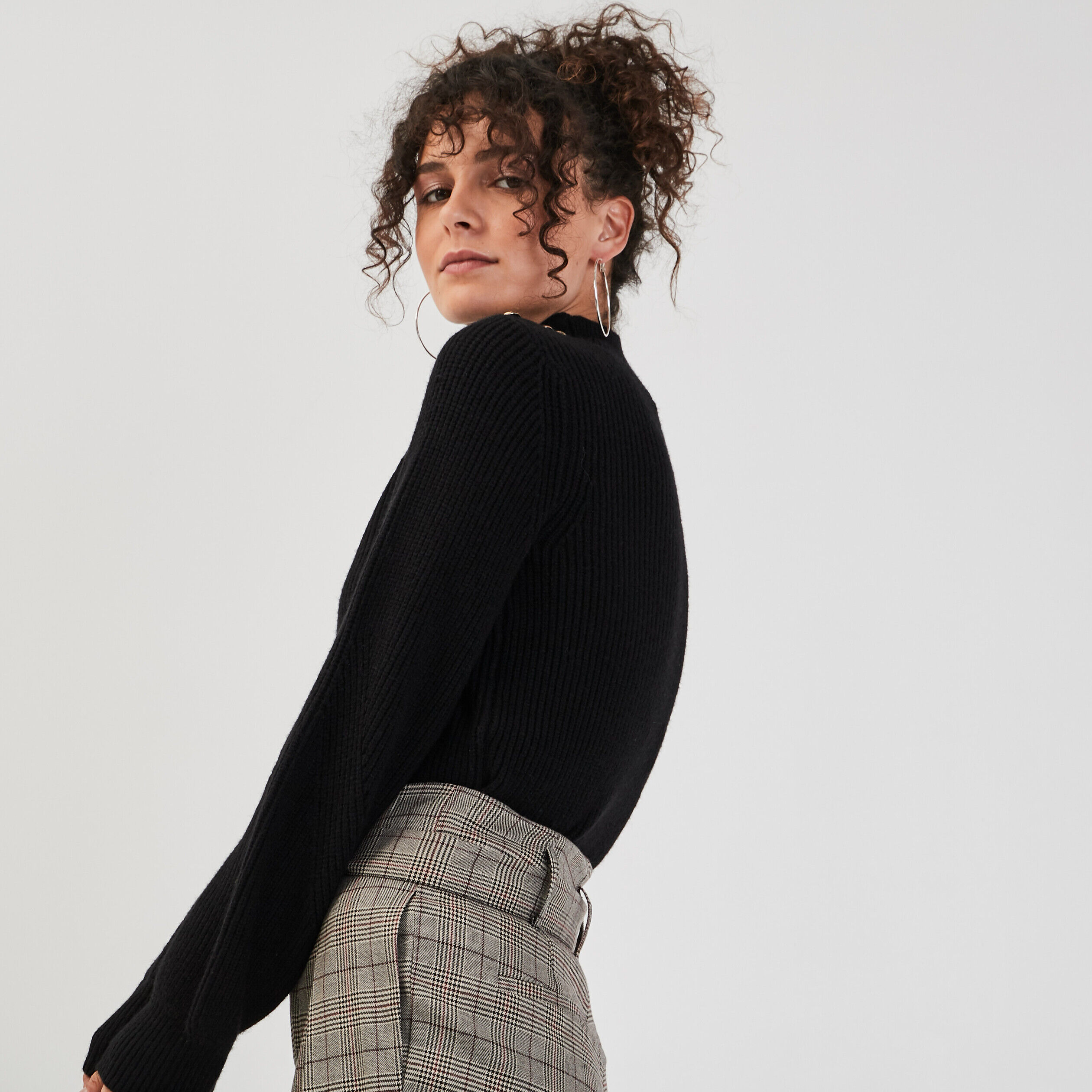 Pull manches bouffantes noir femme | Cache Cache