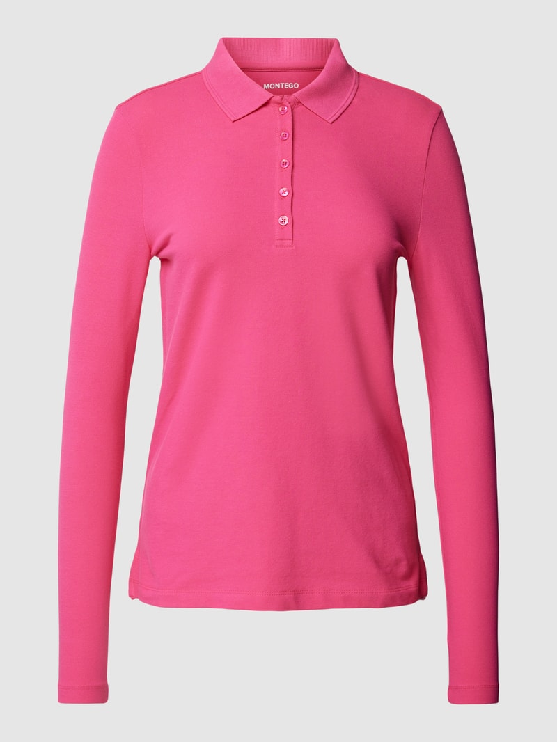 Longsleeve mit Polokragen in fuchsia