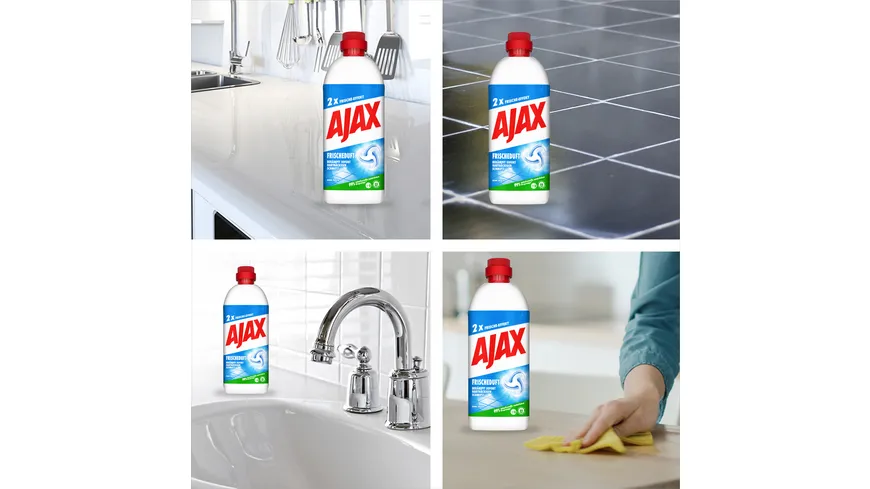 Ajax Allzweckreiniger Frischeduft - Multi-Oberflächen Bodenreiniger, Formel 93% biologisch abbaubar 1 l