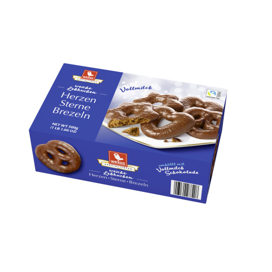 Weiss Lebkuchen Herzen Sterne Brezeln Vollmilch 500G