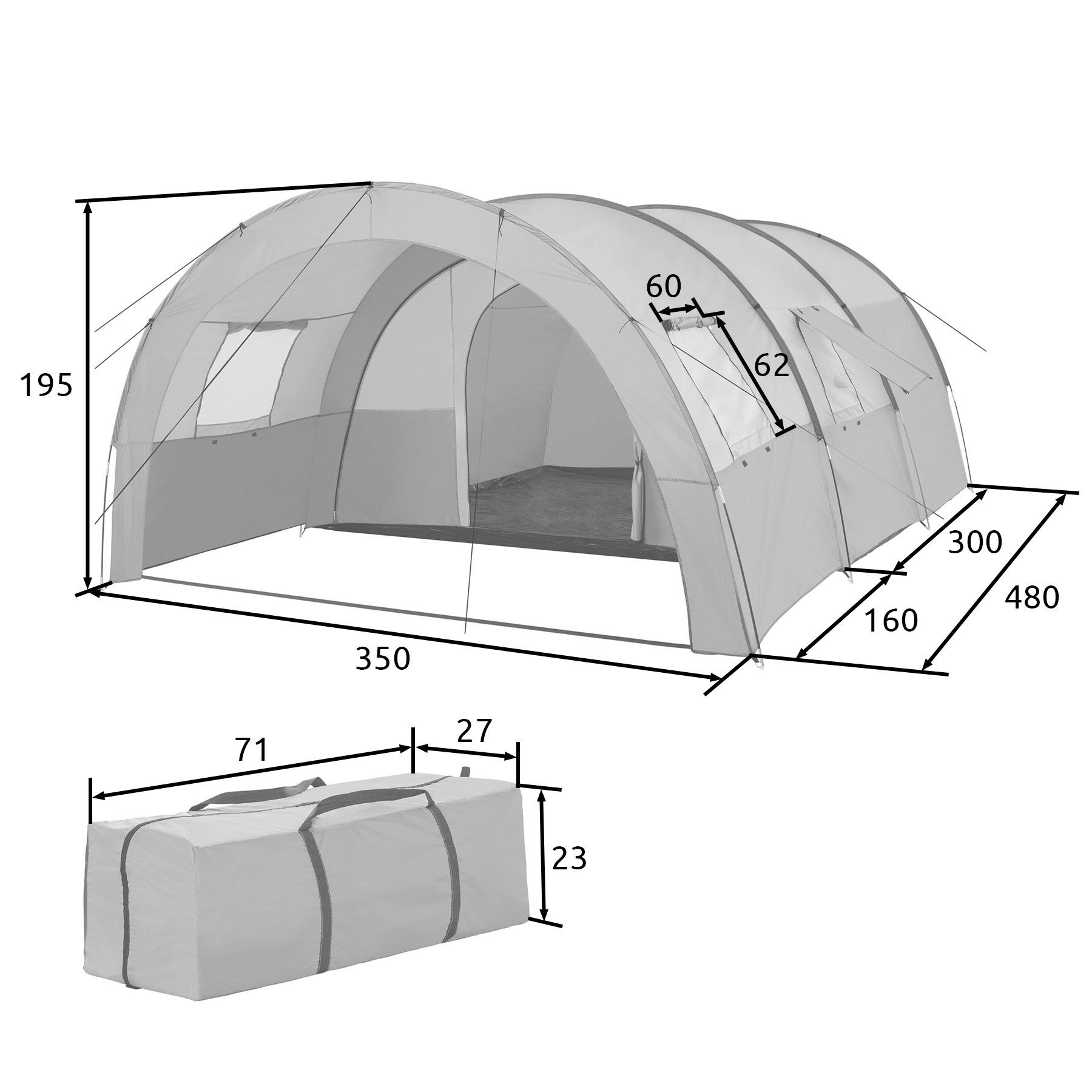 tectake Tunnelzelt Roskilde, Personen: 6