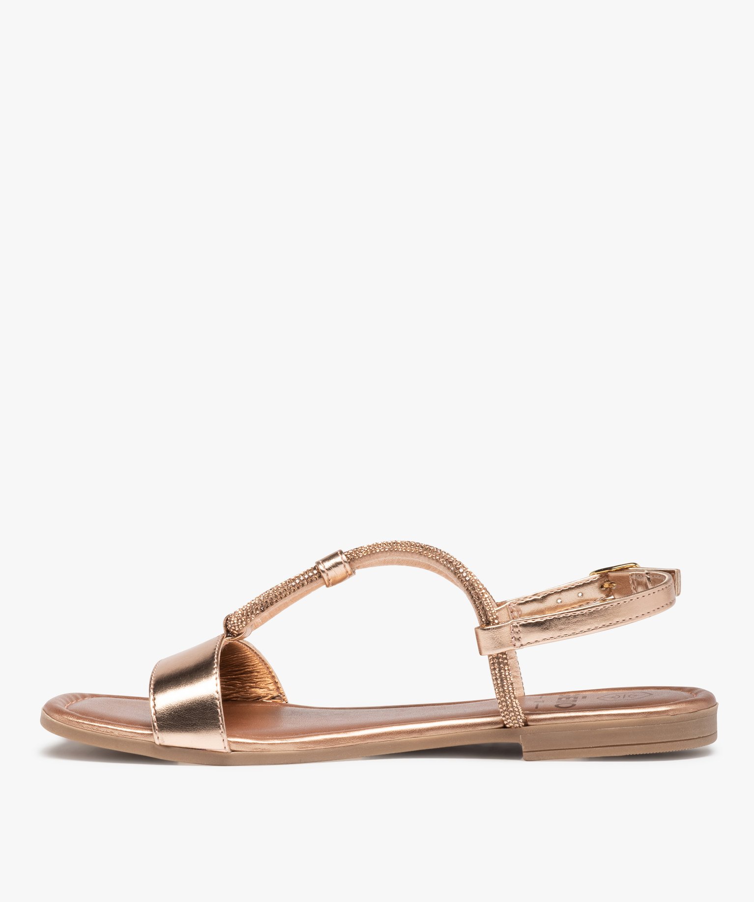 Sandales femme scintillantes avec bride à strass rose | GEMO