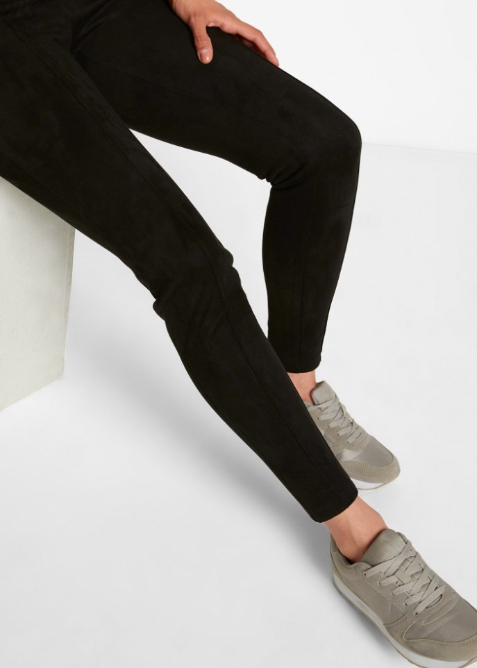 Velourslederimitat-Hose mit Biesen und Stretch-Anteil, Komfortbund