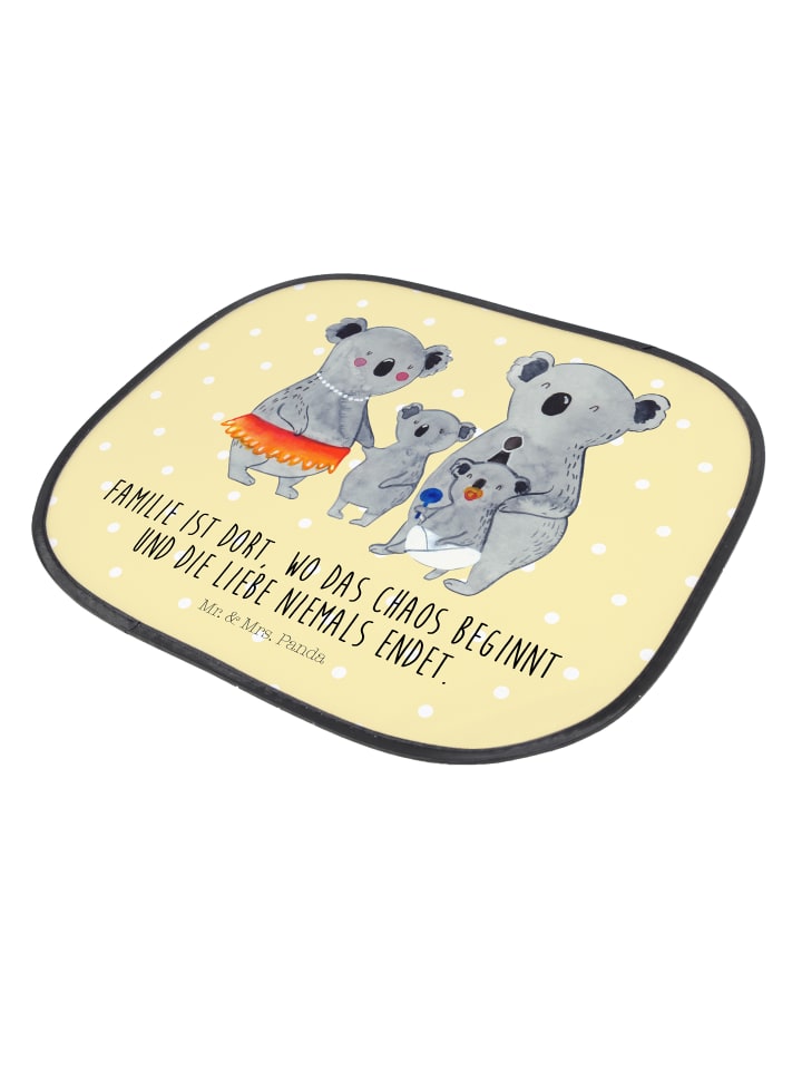Mr. & Mrs. Panda Auto Sonnenschutz Koala Familie mit Spruch in Gelb Pastell günstig kaufen onesize
