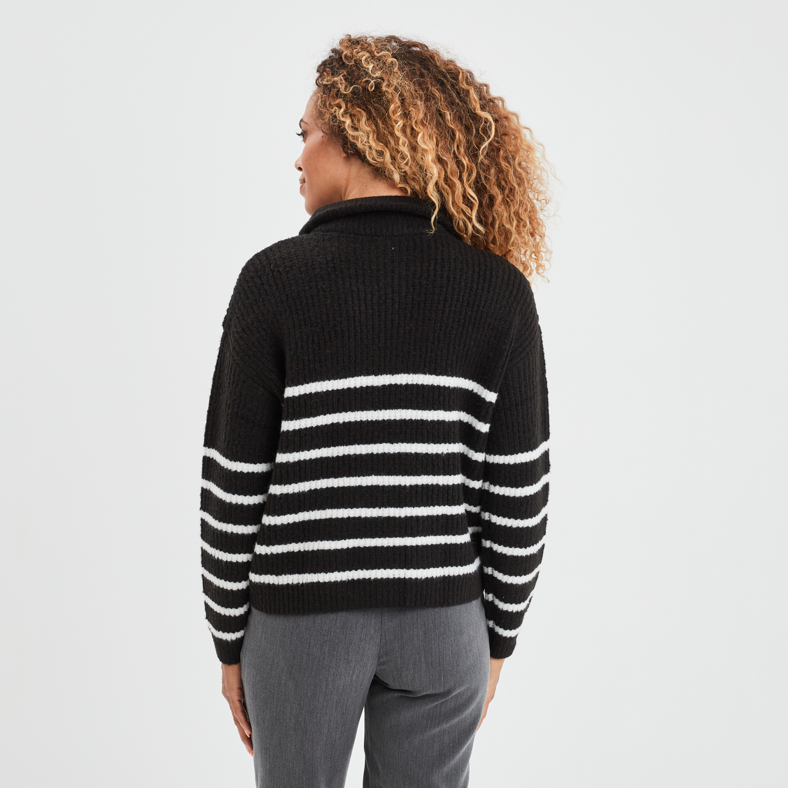 Pull col camionneur zippé ecru femme | La Halle