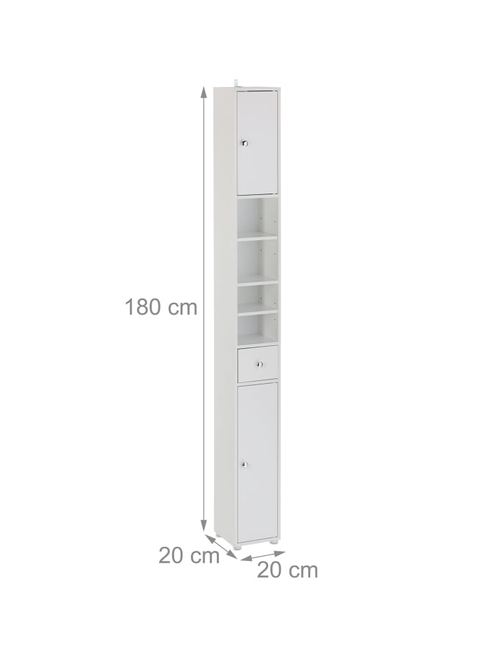 relaxdays Badezimmerschrank in Weiß - (B)20 x (H)180 x (T)20 cm günstig kaufen onesize