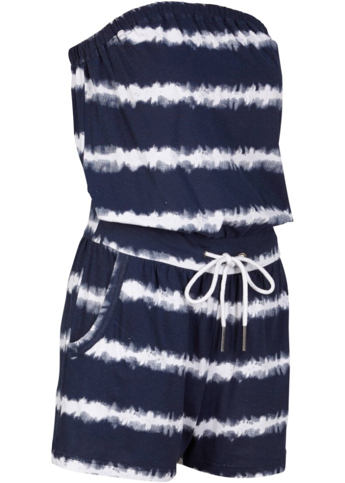 Baumwoll- Bandeau-Jumpsuit, kurz
