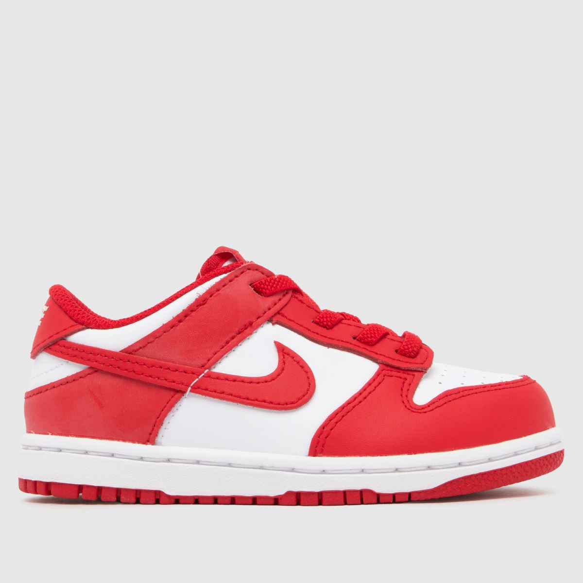 Nike vita & röda Dunk Low pojkar småbarnsskor