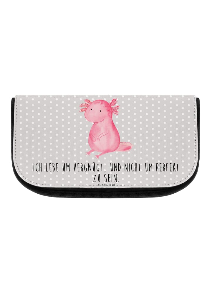 Mr. & Mrs. Panda Kosmetiktasche Axolotl Niedlich mit Spruch in Grau Pastell günstig kaufen onesize
