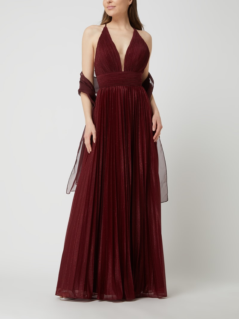Abendkleid mit Glitter-Effekt in metallic rot